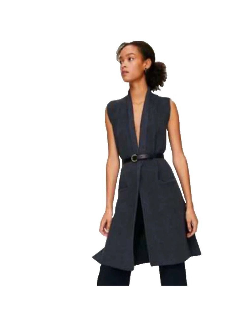 Wilfred 100% Wool Olivie Wool Sleeveless Sweater Vest Size XXS Dark Grey